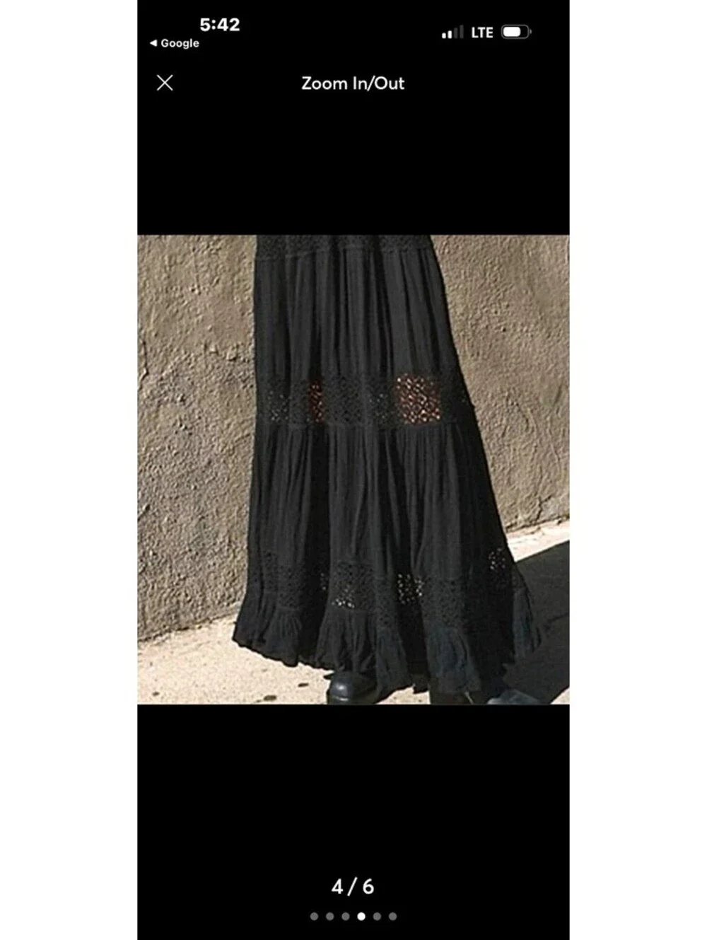 Free People Dream On Maxi Dress ruffle flutter sleeves lace panel SIZE XS #1355